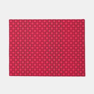 Red Black Chequerboard Doormat