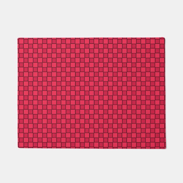 Red Black Chequerboard Doormat (Front)