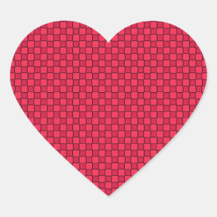 Red Black Chequerboard Heart Sticker