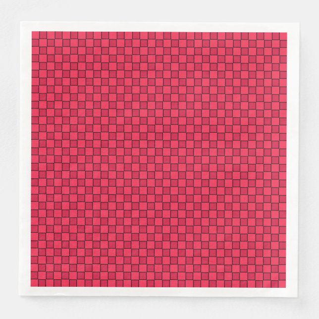 Red Black Chequerboard Napkin (Front)