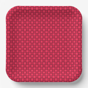 Red Black Chequerboard Paper Plate