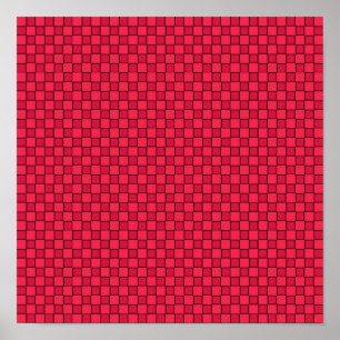 Red Black Chequerboard Poster
