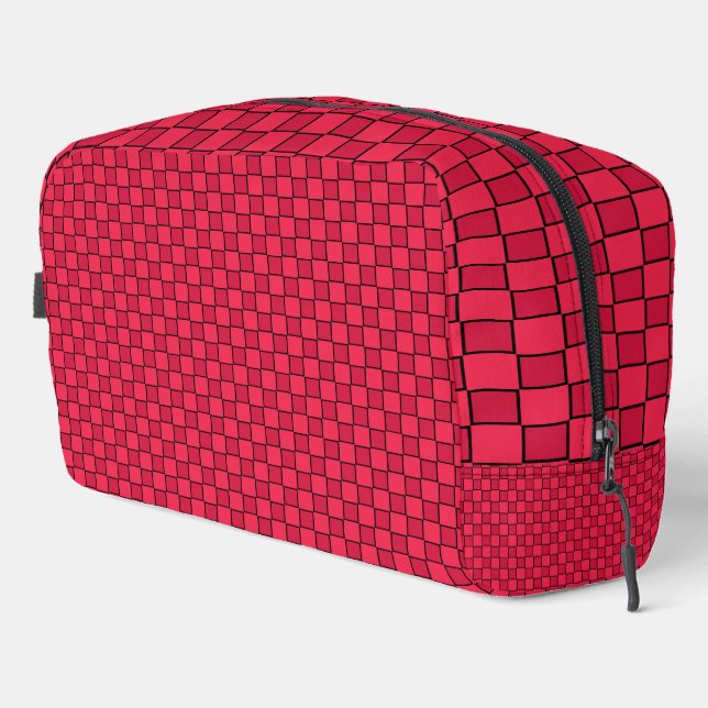 Red Black Chequerboard Toiletry Bag (Right Corner)