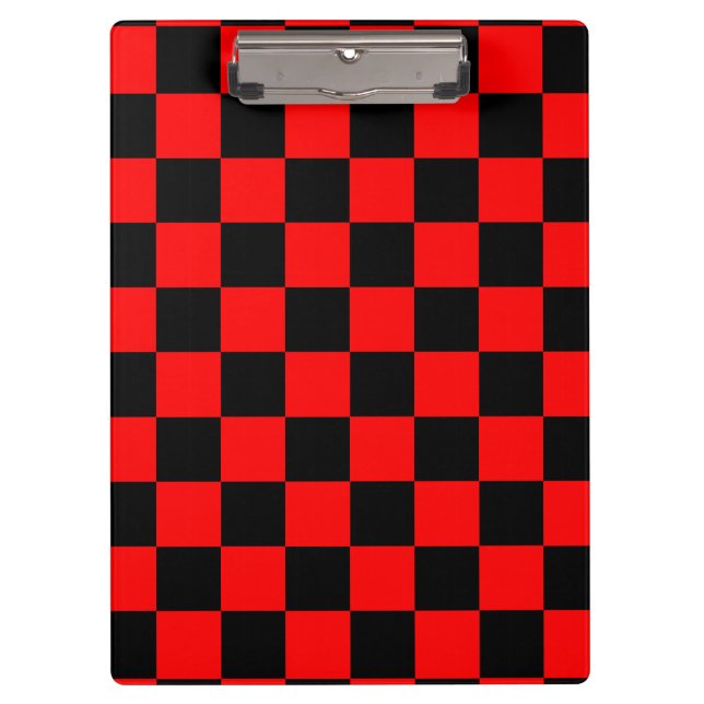 Red Black Chequered Check Pattern Clipboard (Front)