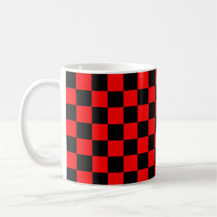 Red Black Chequered Check Pattern Coffee Mug