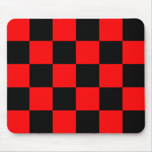 Red Black Chequered Check Pattern Mouse Pad