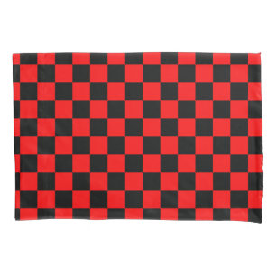 Red Black Chequered Check Pattern Pillowcase