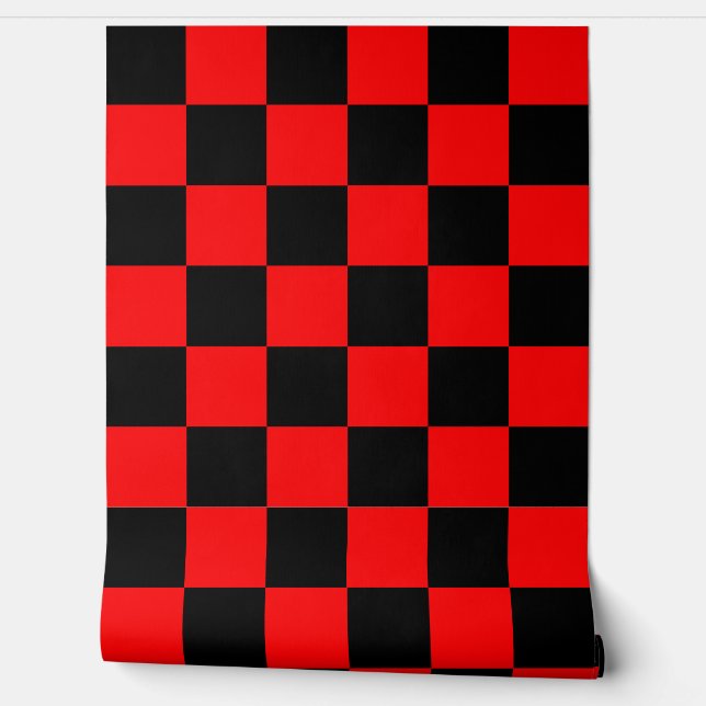 Red Black Chequered Check Wall Decor (Unrolling)
