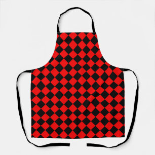 Red Black Chequered Diamond Pattern Apron