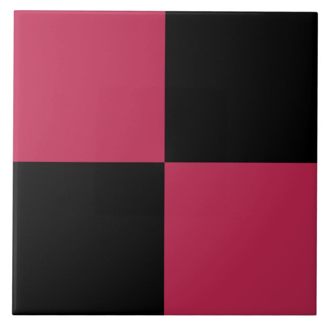 Red Black Chequered Pattern Ceramic Tile (Front)