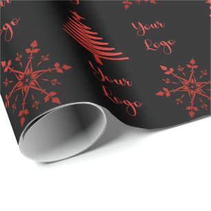 Red Black Chic Christmas Tree Retail Custom Logo Wrapping Paper