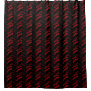 red/black chic sophisticated  chevrons pattern shower curtain
