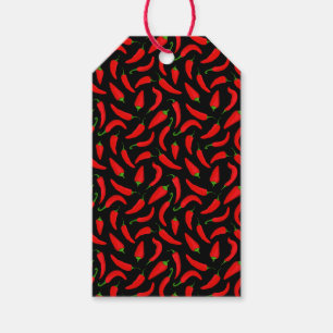 Red Black Chilli Pepper Pattern Gift Tags