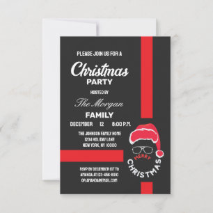 Red Black Christmas Holiday Party Invitation