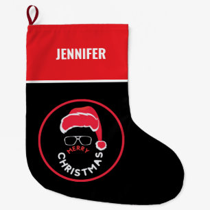 Red Black Christmas Holiday Party Large Christmas Stocking