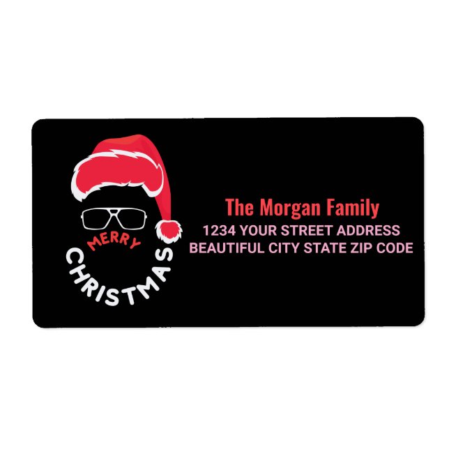 Red Black Christmas Holiday Party Return Address  (Front)