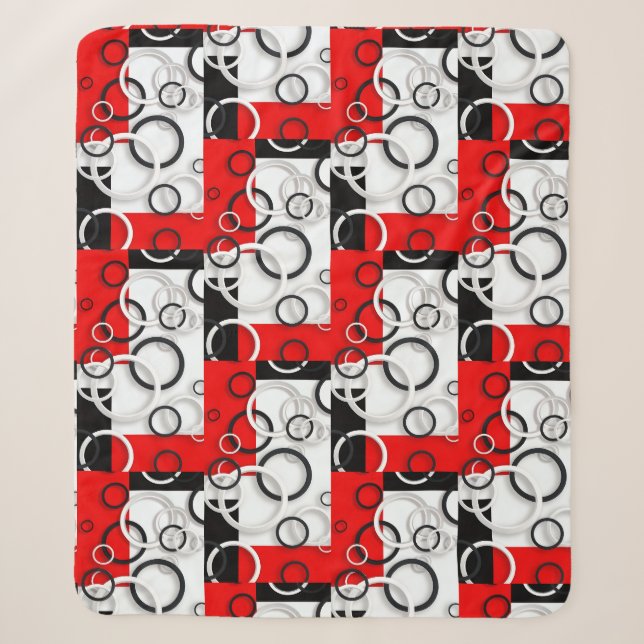Red Black Circles Sherpa Throw (Front)