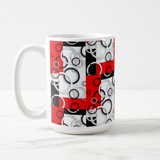 Red Black Circles Sherpa Throw Coffee Mug (Left)