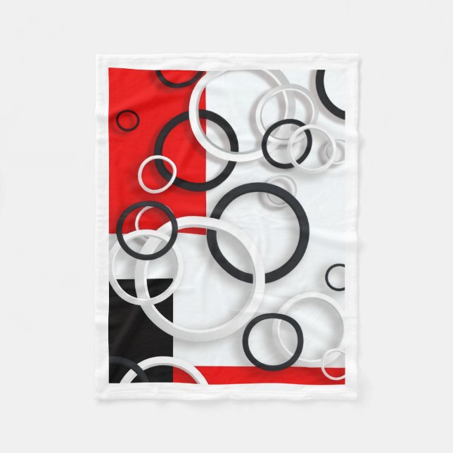 Red Black Circles Sherpa Throw Fleece Blanket (Front)