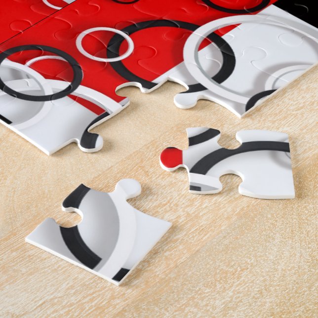 Red Black Circles Sherpa Throw Jigsaw Puzzle (Side)