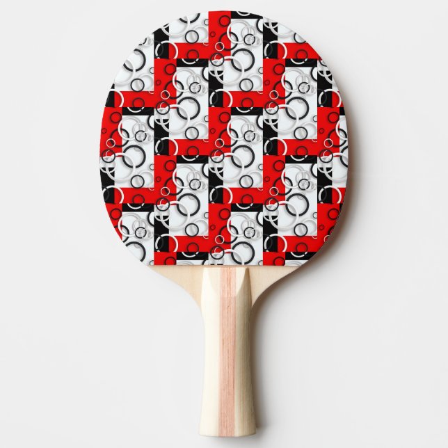 Red Black Circles Sherpa Throw Ping Pong Paddle (Front)