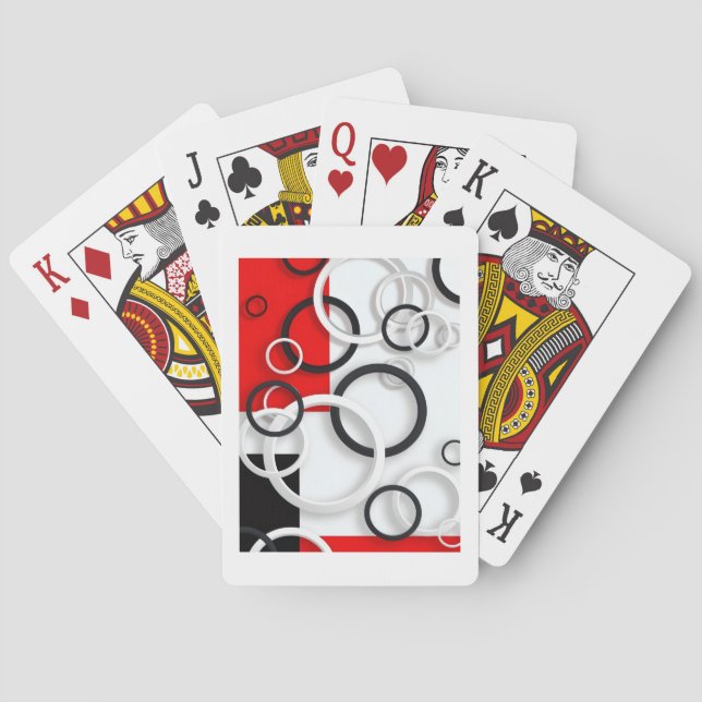 Red Black Circles Sherpa Throw Playing Cards (Back)