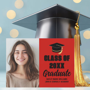 Red Black Class of 2025 Graduate Photo Graduation Announcement