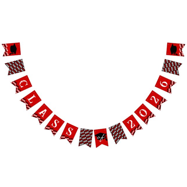 Red Black Class of 2026 Graduation Hanging Banner (All)