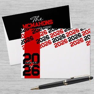 Red & Black Class of + Return Address Graduation Envelope