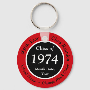 Red, Black, Class Reunion Party Favours, Any YEAR Key Ring