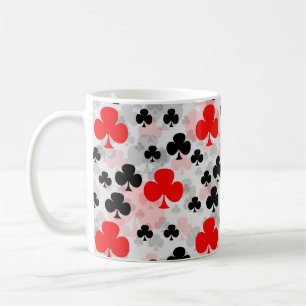 Red Black Clover Club Abstract Pattern Design Coffee Mug