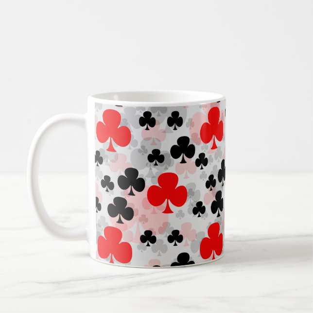 Red Black Clover Club Abstract Pattern Design Coffee Mug (Left)