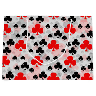 Red Black Clover Club Abstract Pattern Design Large Gift Bag