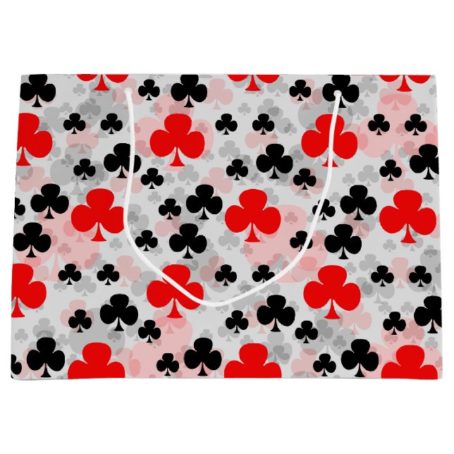Red Black Clover Club Abstract Pattern Design Large Gift Bag (Front)