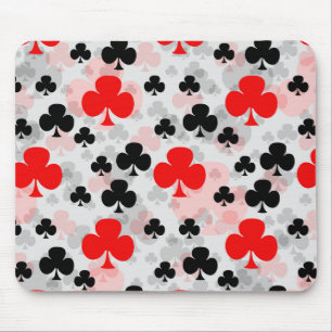 Red Black Clover Club Abstract Pattern Design Mouse Pad