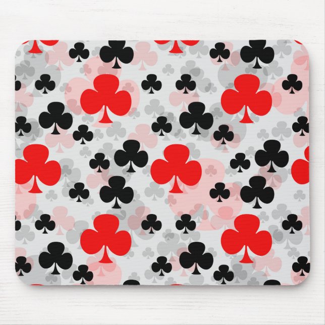 Red Black Clover Club Abstract Pattern Design Mouse Pad (Front)