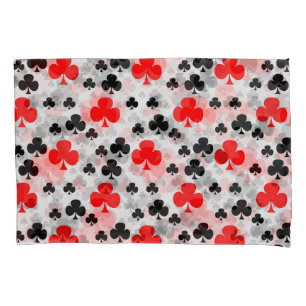 Red Black Clover Club Abstract Pattern Design Pillowcase