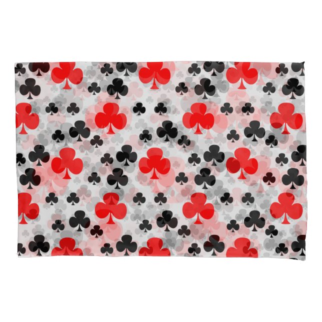 Red Black Clover Club Abstract Pattern Design Pillowcase (Front)