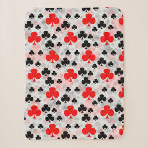 Red Black Clover Club Abstract Pattern Design Sherpa Blanket