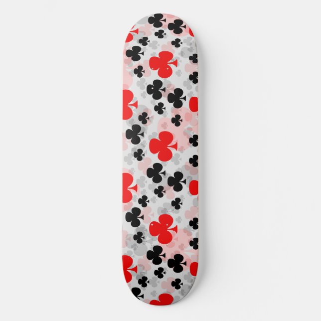 Red Black Clover Club Abstract Pattern Design Skateboard (Front)