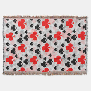 Red Black Clover Club Abstract Pattern Design Throw Blanket