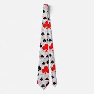 Red Black Clover Club Abstract Pattern Design Tie
