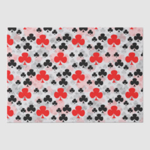 Red Black Clover Club Abstract Pattern Design Tissue Paper