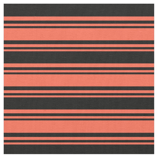 Red & Black Coloured Lined Pattern Fabric (Close Up)