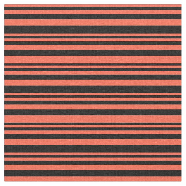 Red & Black Coloured Pattern of Stripes Fabric (Close Up)