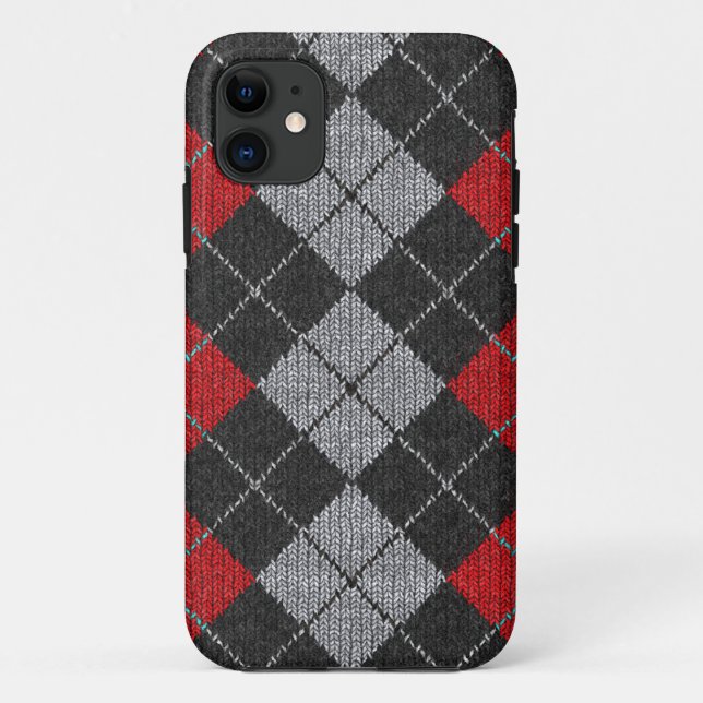 Red & Black Comfy Argyle Look iPhone 5 Case (Back)