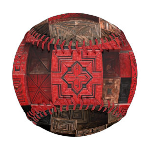 Red Black Copper 3D Mosaic Baseball