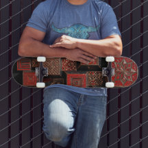 Red Black Copper 3D Mosaic Skateboard