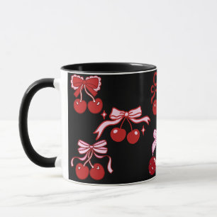 Red Black Coquette Cherry Mug Pretty Cute Gift