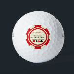 Red Black Cream Poker Chip Vegas Theme Birthday Golf Balls<br><div class="desc">These red, black, and cream white custom golf balls would make a perfect gift for either the birthday boy, or, for the whole party to use while spending a day at the golf course! Personalise the design with a name and birth date # in black in the centre, and your...</div>